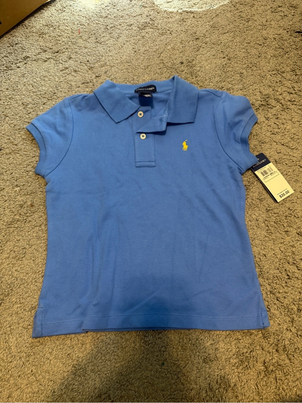 Ralph Lauren Girls' Bright Blue Polo with Yellow Pony